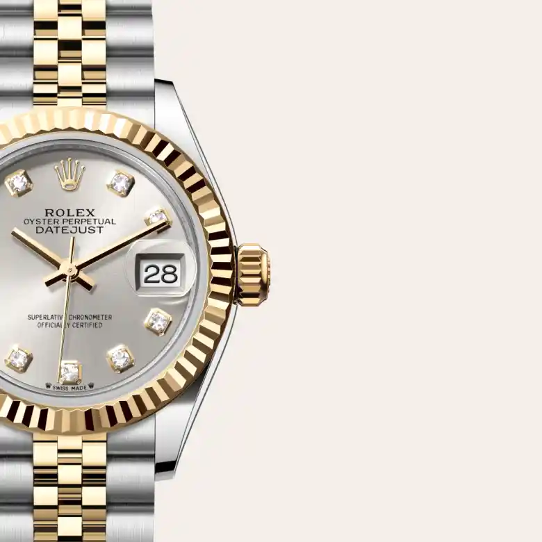 Rolex Lady-Datejust in Rolesor gelb (Kombination aus Edelstahl Oystersteel und Gelbgold), Detailansicht
