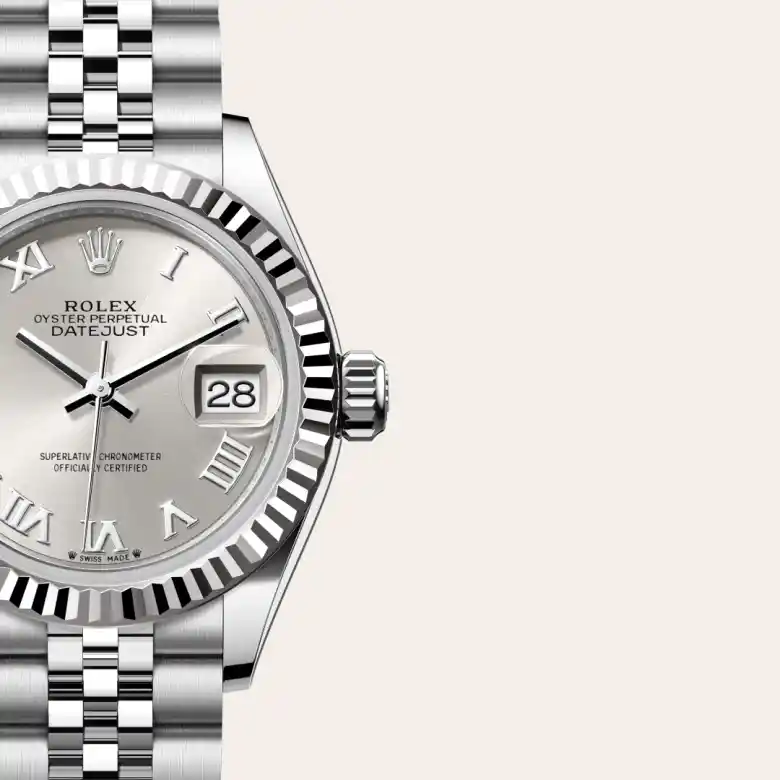 Rolex Lady-Datejust in Rolesor weiß (Kombination aus Edelstahl Oystersteel und Weißgold), Detailansicht