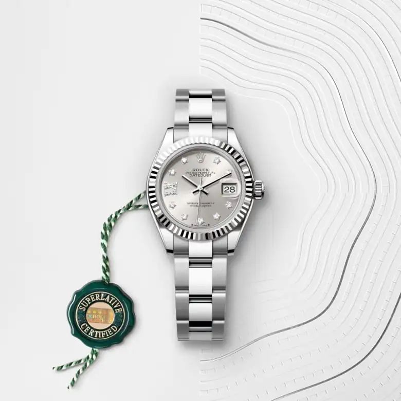 Rolex Lady-Datejust in Rolesor weiß (Kombination aus Edelstahl Oystersteel und Weißgold) mit grünem Siegel