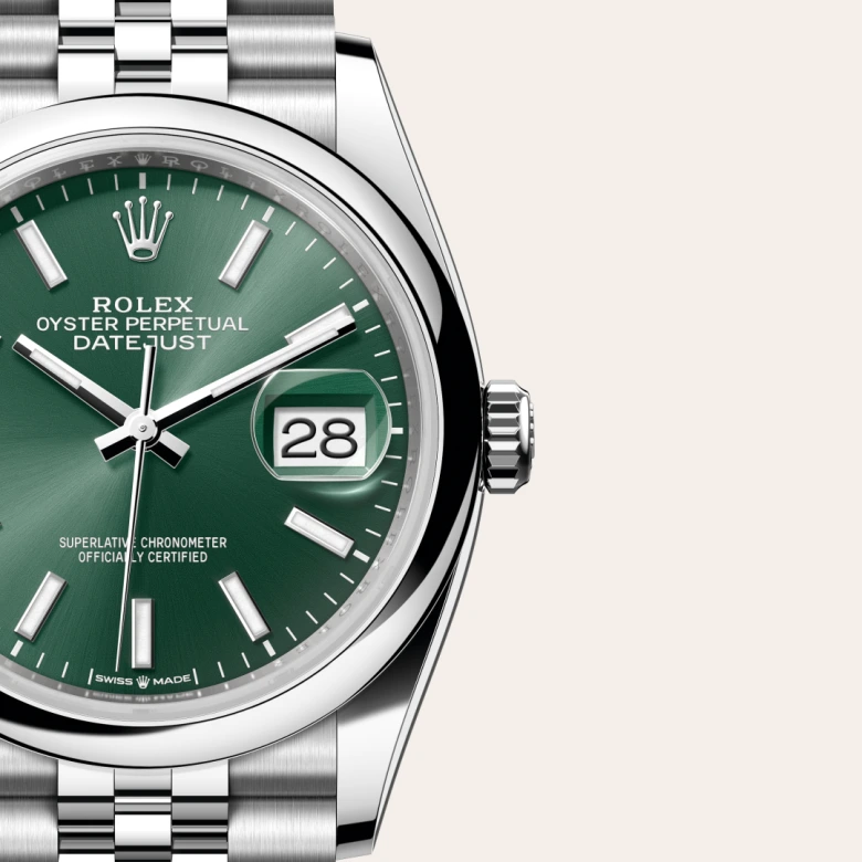 Rolex Datejust in Edelstahl Oystersteel, Detailansicht