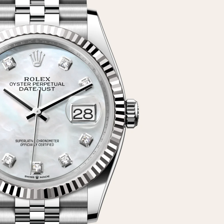 Rolex Datejust in Rolesor weiß (Kombination aus Edelstahl Oystersteel und Weißgold), Detailansicht