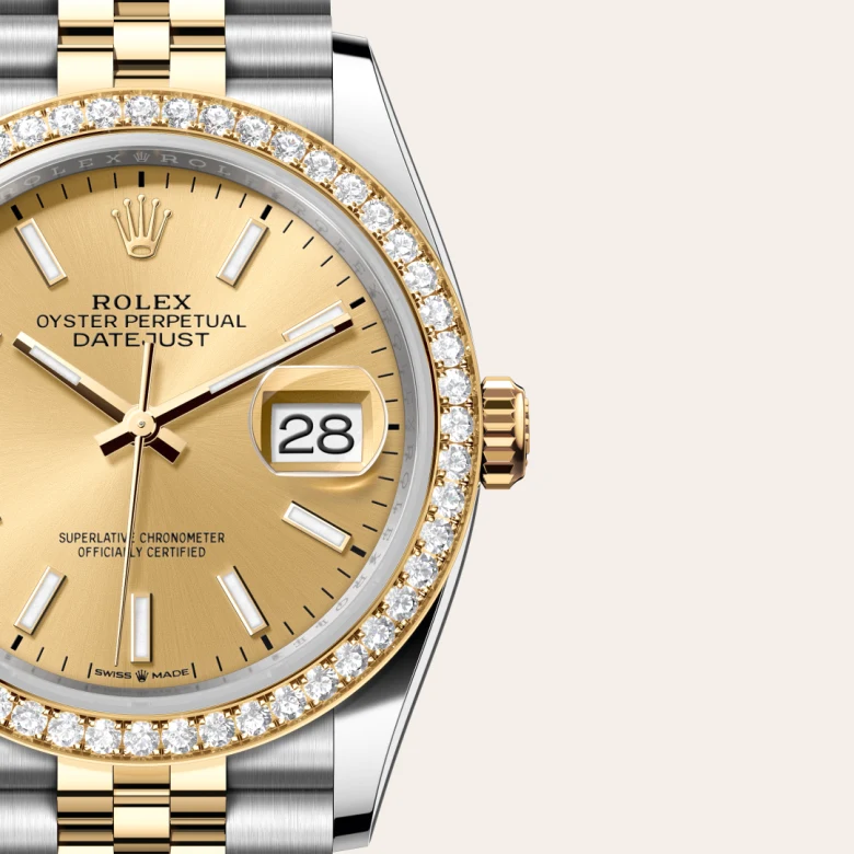 Rolex Datejust in Rolesor gelb (Kombination aus Edelstahl Oystersteel und Gelbgold), Detailansicht
