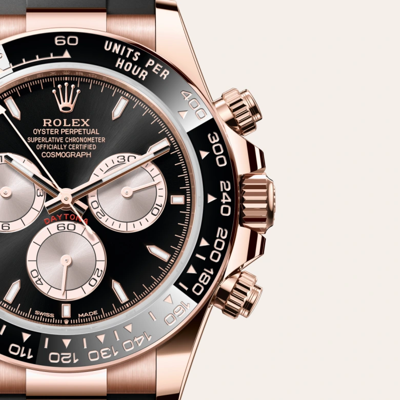 Rolex Cosmograph Daytona in 18 Karat Everose-Gold, Detailansicht