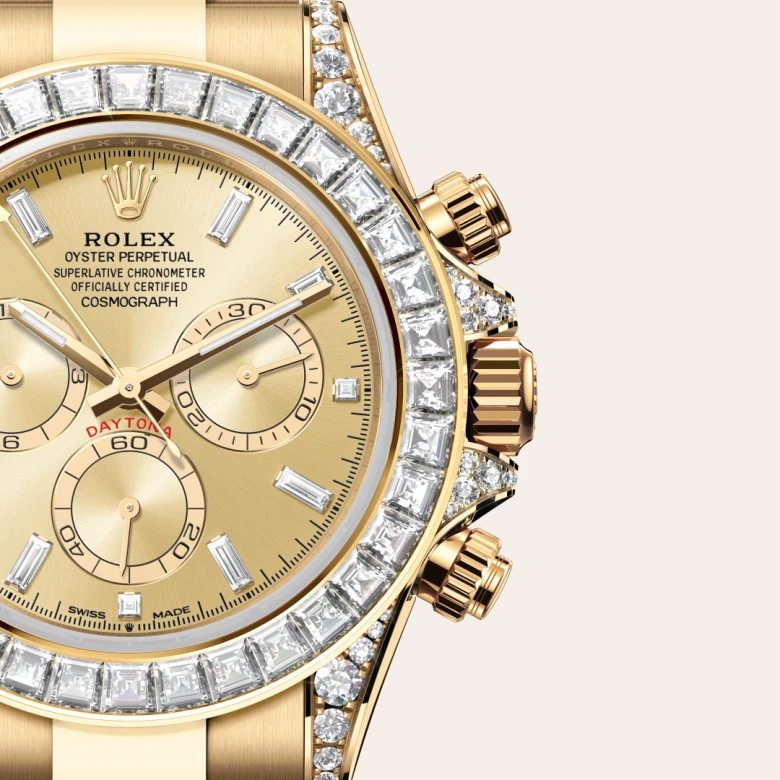 Rolex Cosmograph Daytona in 18 Karat Gelbgold, Hornbügel mit Diamanten, M126598TBR-0001 - S.M.WILD
