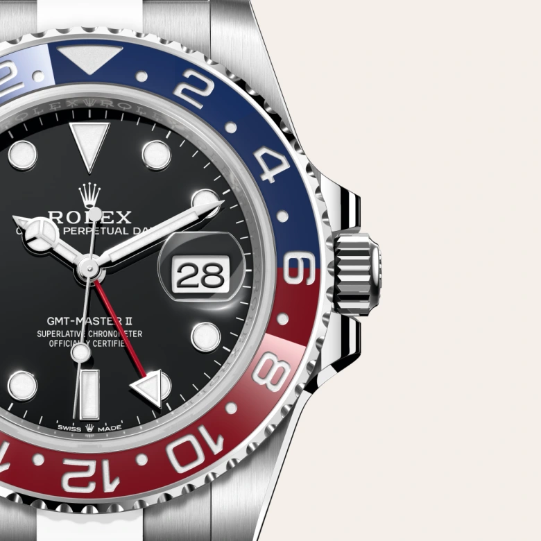 Rolex GMT-Master II in Edelstahl Oystersteel, Detailansicht