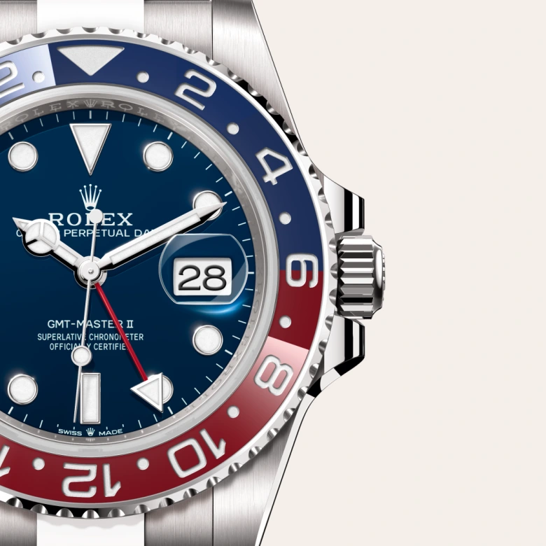 Rolex GMT-Master II in 18 Karat Weißgold, Detailansicht