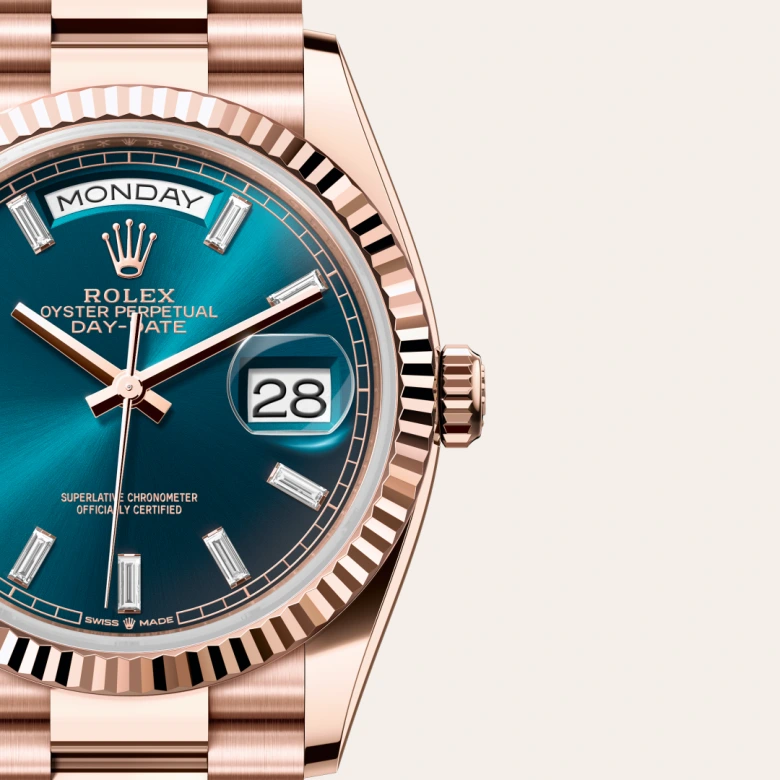 Rolex Day-Date in 18 Karat Everose-Gold, Detailansicht