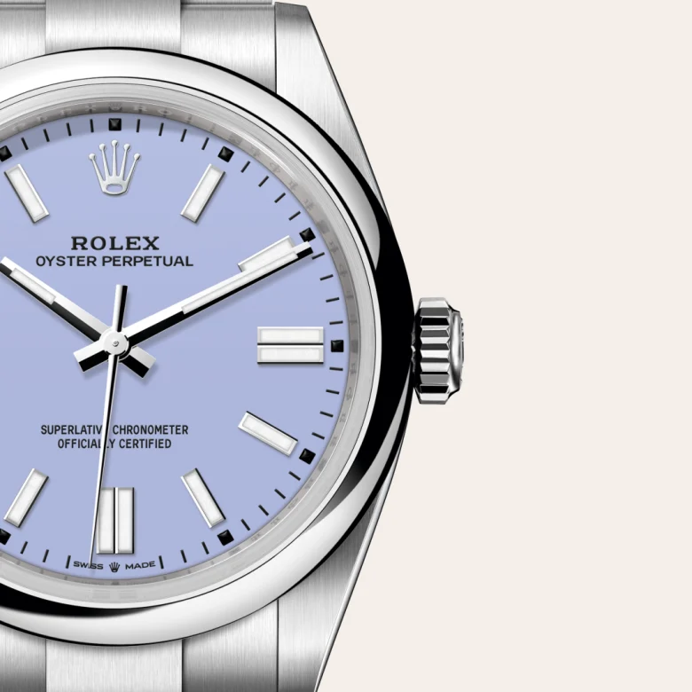 Rolex Oyster Perpetual in Edelstahl Oystersteel, Detailansicht