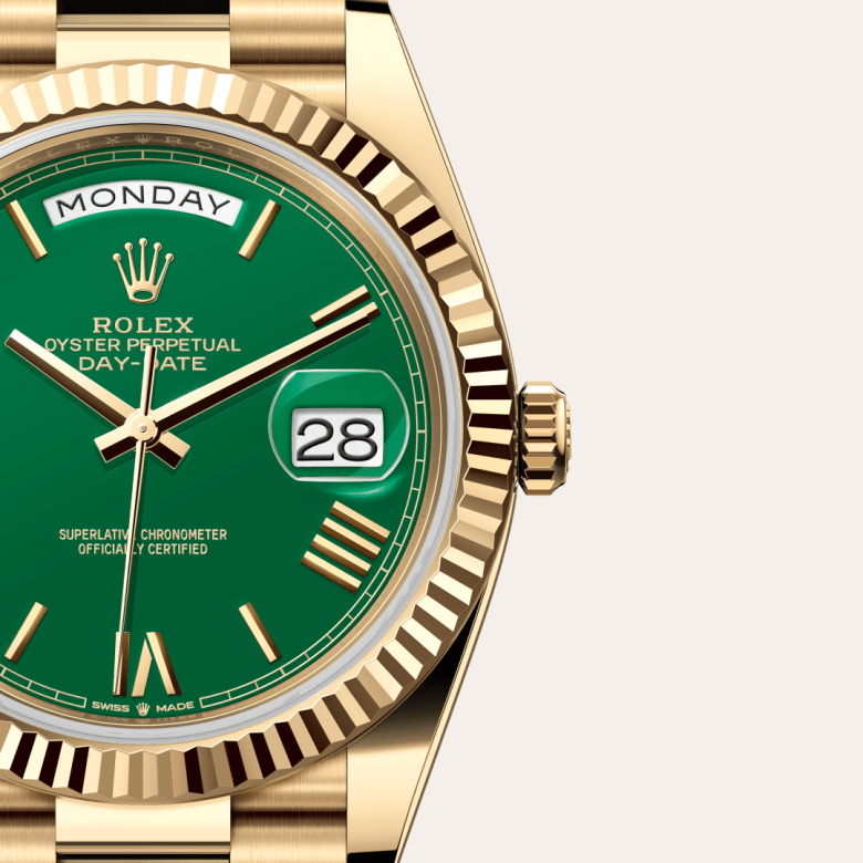Rolex Day-Date in 18 Karat Gelbgold, Detailansicht