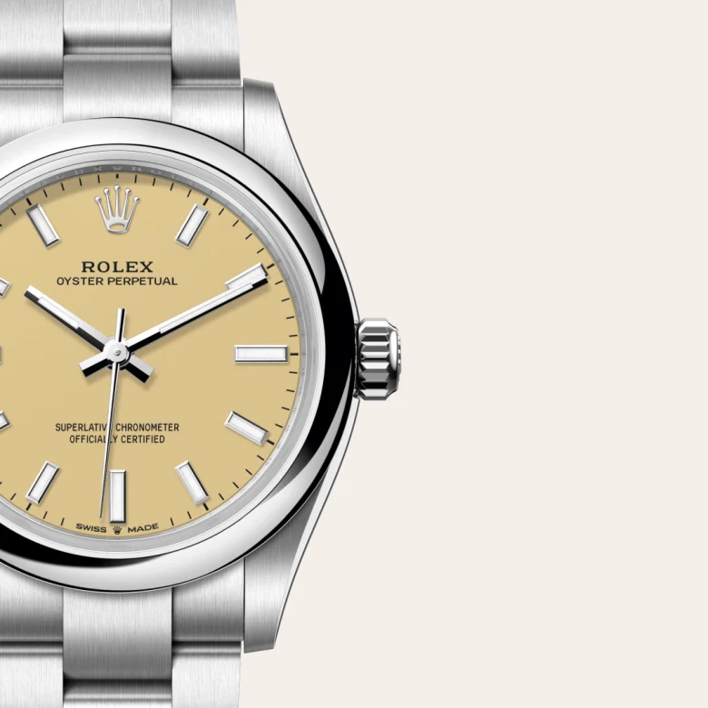 Rolex Oyster Perpetual in Edelstahl Oystersteel, Detailansicht