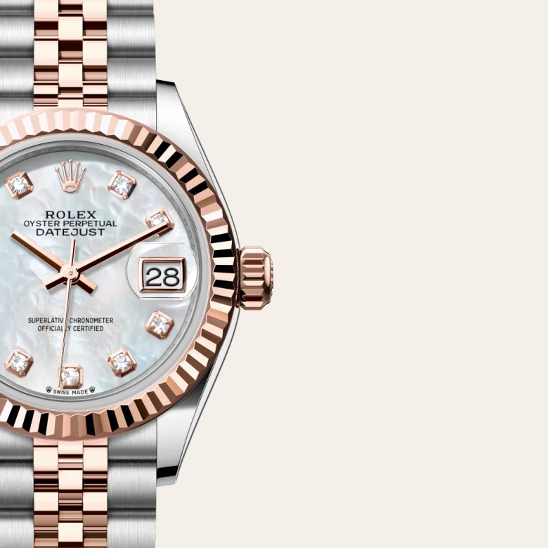 Rolex Lady-Datejust in Rolesor Everose (Kombination aus Edelstahl Oystersteel und Everose-Gold), Detailansicht