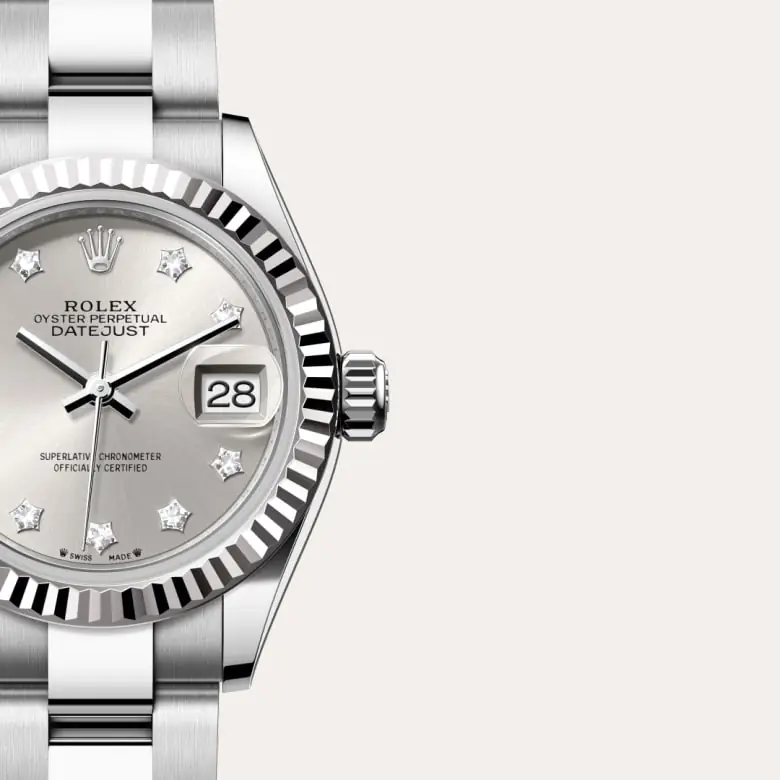Rolex Lady-Datejust in Rolesor weiß (Kombination aus Edelstahl Oystersteel und Weißgold), Detailansicht