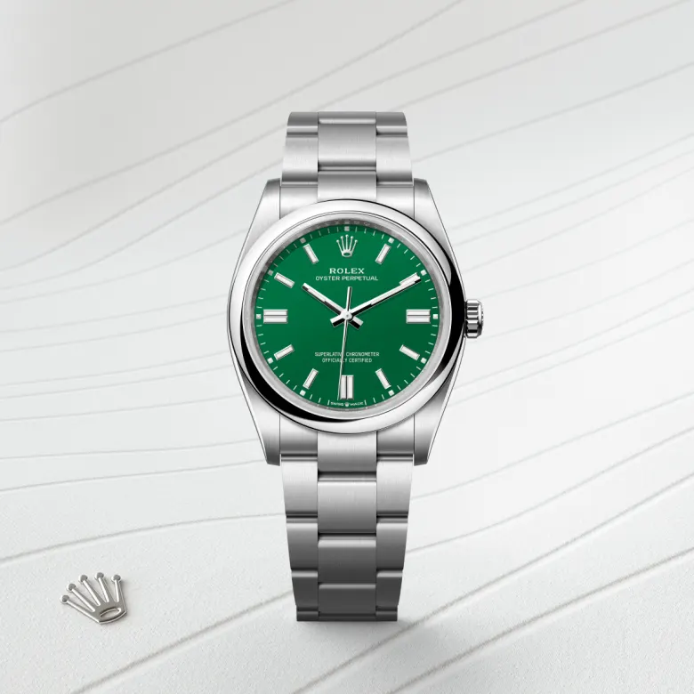 Rolex Oyster Perpetual in Edelstahl Oystersteel, Frontansicht