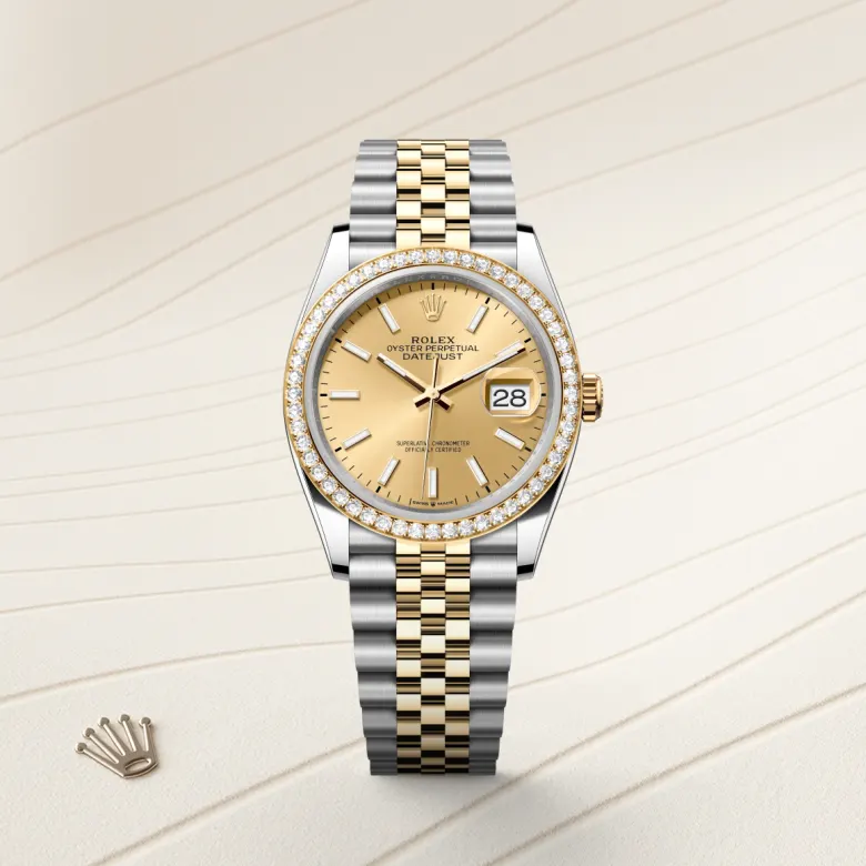 Rolex Datejust in Rolesor gelb (Kombination aus Edelstahl Oystersteel und Gelbgold), Frontansicht