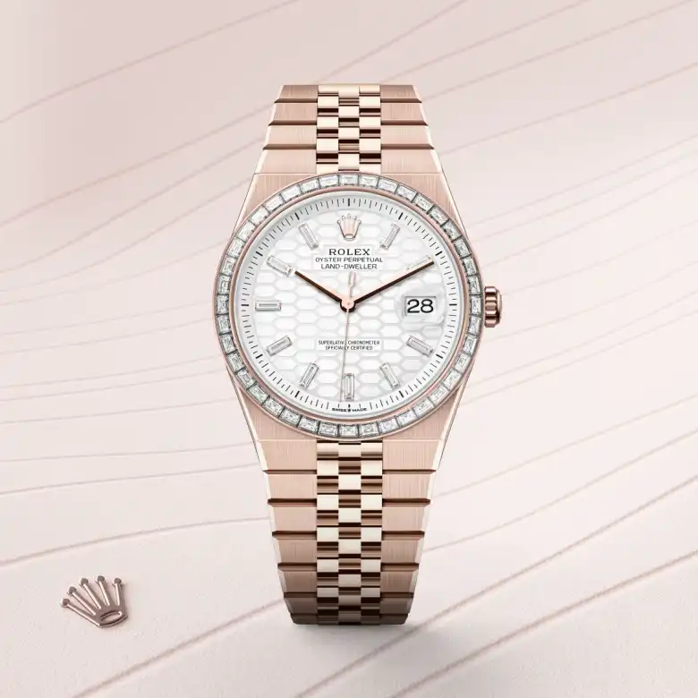 Rolex Land-Dweller in 18 Karat Everose-Gold, Frontansicht