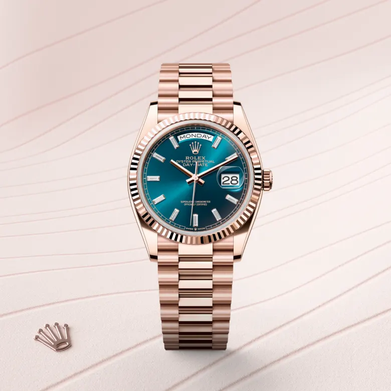 Rolex Day-Date in 18 Karat Everose-Gold, Frontansicht