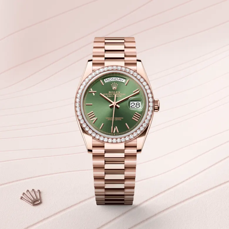 Rolex Day-Date in 18 Karat Everose-Gold, Frontansicht