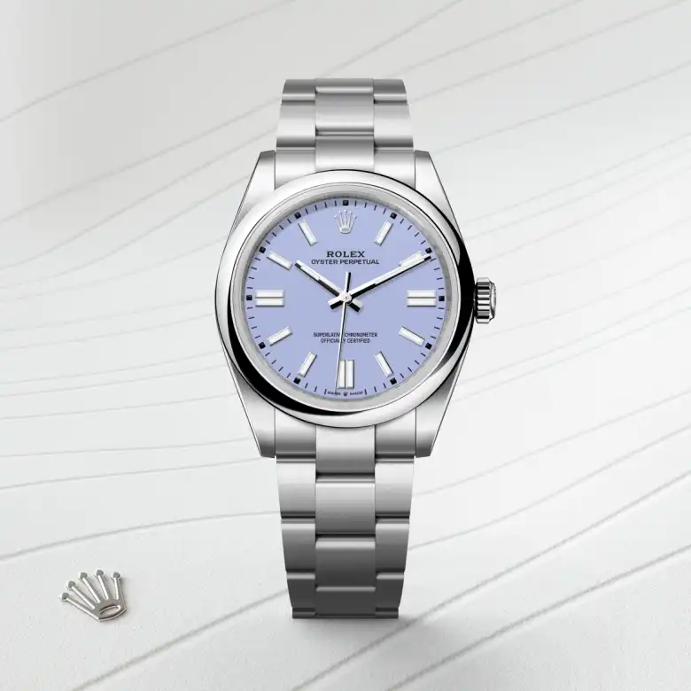 Rolex Oyster Perpetual in Edelstahl Oystersteel, Frontansicht