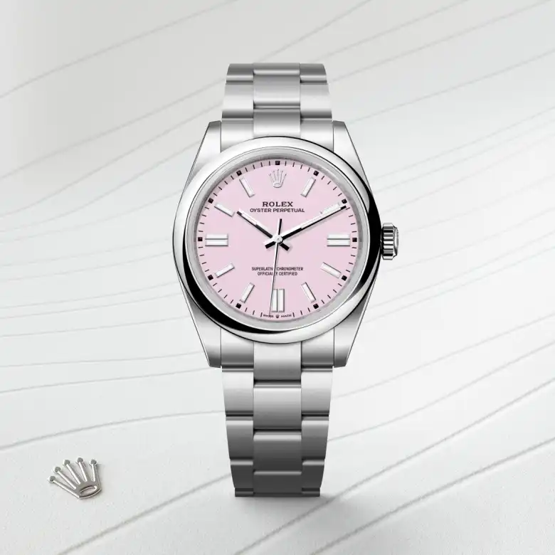Rolex Oyster Perpetual in Edelstahl Oystersteel, Frontansicht