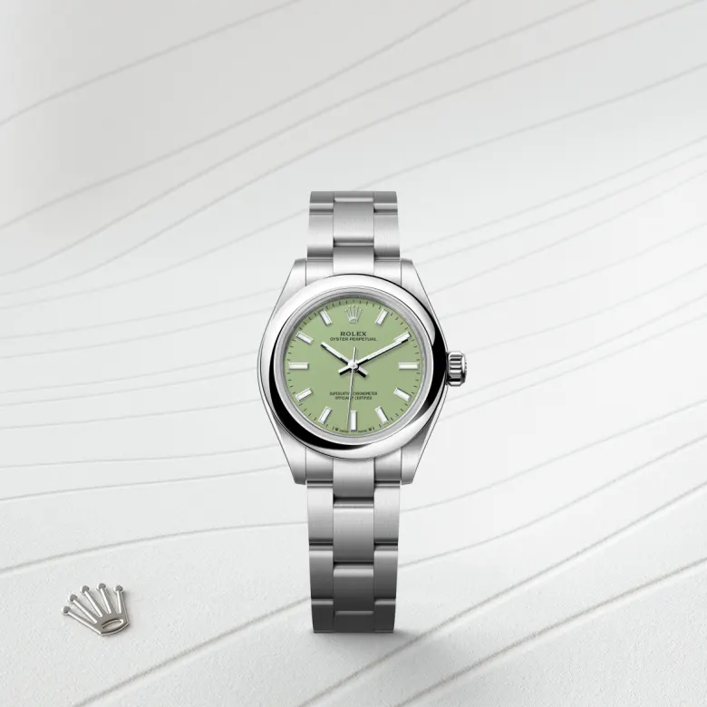 Rolex Oyster Perpetual in Edelstahl Oystersteel, Frontansicht