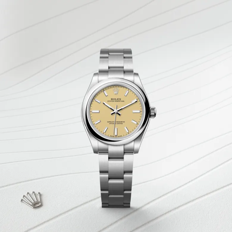 Rolex Oyster Perpetual in Edelstahl Oystersteel, Frontansicht