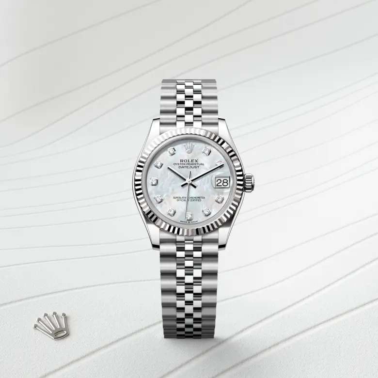 Rolex Datejust in Rolesor weiß (Kombination aus Edelstahl Oystersteel und Weißgold), Frontansicht