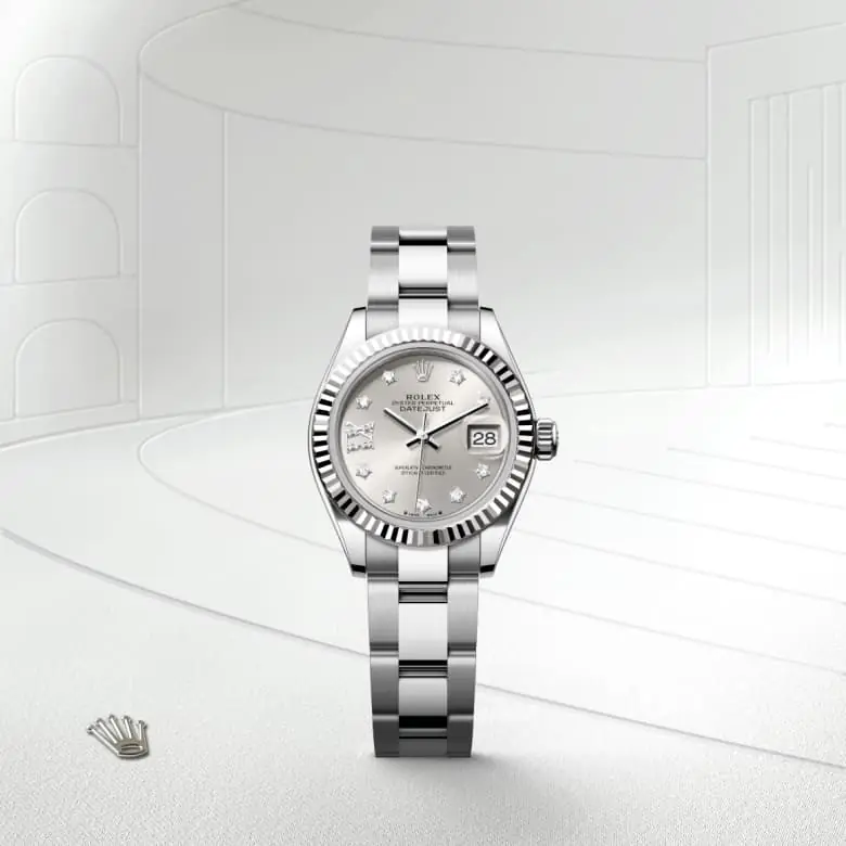 Rolex Lady-Datejust in Rolesor weiß (Kombination aus Edelstahl Oystersteel und Weißgold), Frontansicht